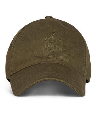 Saint Laurent Khaki Cotton Denim Twill Cassandre Baseball Cap - Green