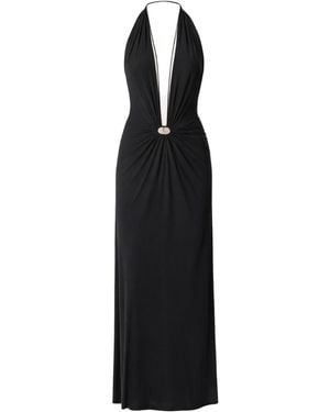 Amazuìn Joele Lightweight Stretch Jersey Long Dress With Halter Neckline And Draped Detail - Black