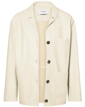 Yves Salomon Leather Jacket With Buttons - White