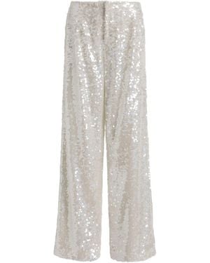 Alberta Ferretti Sequin Embellishment Straight Leg Pants - White