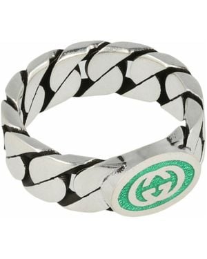 Gucci Sterling Interlocking G Ring - Green