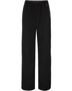 Herno Wide-Leg Flannel-Effect Pants With Elasticated Waistband - Black
