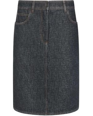 Fendi Dark Ff Denim Skirt - Gray