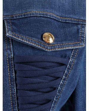 Elisabetta Franchi Denim Jacket With Zip And Buttons - Blue