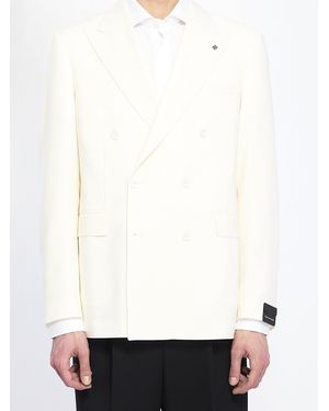 Tagliatore Wool Double-Breasted Blazer - White