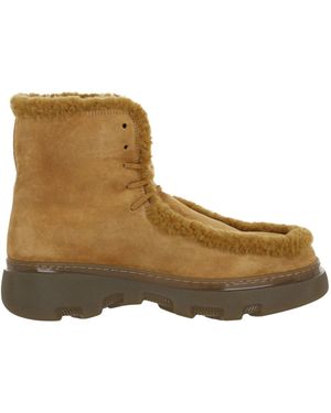 Burberry Creeper Shearling Boots - Brown
