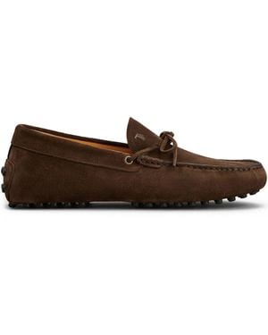 Tod's Gommino Suede Loafers With Lace - Brown