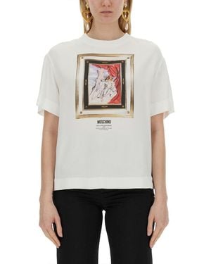 Moschino Enver Satin Blouse Still Life With Heart - White