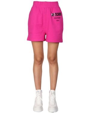 Moschino Shorts With Vinyl Logo Detailing - Pink