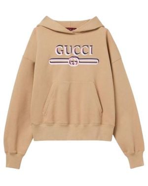 Gucci Hooded Sweatshirt With Print - Natural