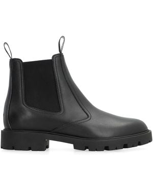 Celine Leather Chelsea Boots With Shearling Lining - Black
