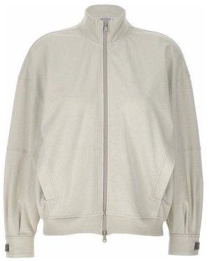 Brunello Cucinelli Off Zip Sweater - White