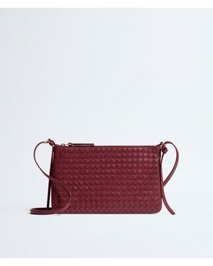 Bottega Veneta Small Braided Leather Shoulder Bag - Red