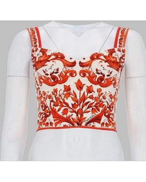 Dolce & Gabbana Bustier Top Charmeuse Maiolica Print - Gray