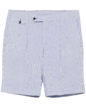 PT01 Striped Seersucker Cotton Shorts - Blue