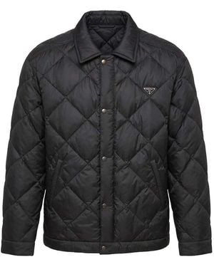 Prada Technical Fabric Down Coat - Black