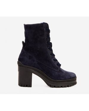 Vinci Leather Shoes The Elera Leather Block Heel Boot - Blue