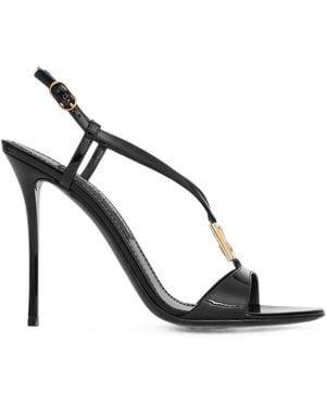 Dolce & Gabbana Patent Leater Sandals - Black