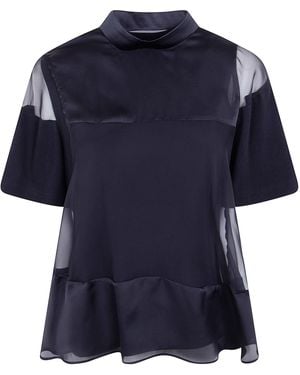Sacai Satin X Cotton Jersey T-Shirt - Blue