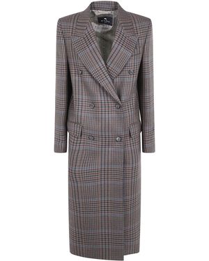 Etro Long Double Breasted Coat - Gray
