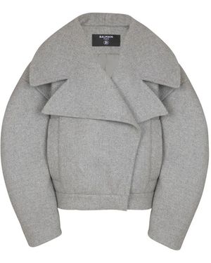 Balmain Wool Caban - Gray