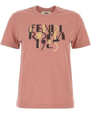 Fendi Embroidered Tee Shirt - Pink