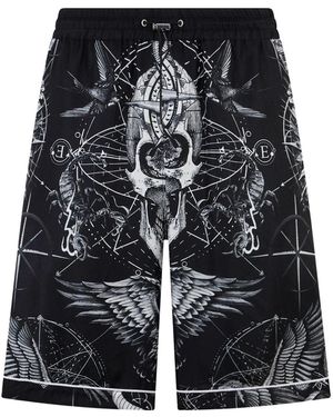 Philipp Plein Printed Silk Shorts - Multicolor
