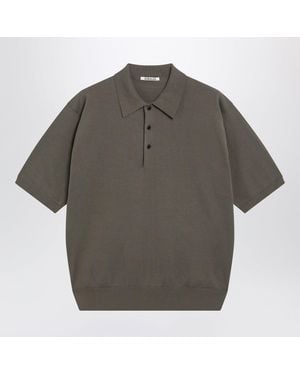 AURALEE Shortsleeved Cotton Polo Shirt - Gray