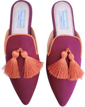 Monsoon And Beyond 699 Lulu Silk Mules - Red