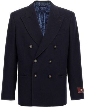 Etro 'Decorative Basting' Blazer - Blue