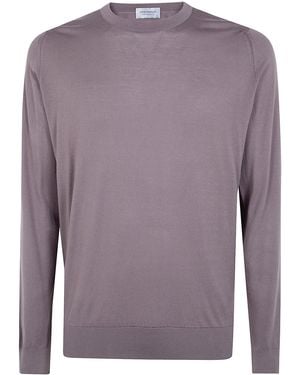 John Smedley "Rowland" Crewneck Long Sleeves Pullover - Purple