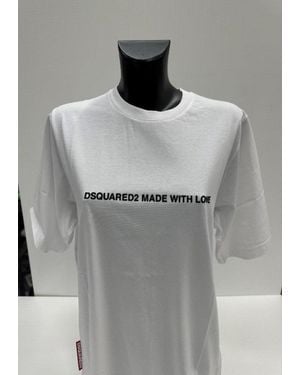 DSquared² Icon Made With Love Logo Cotton T-Shirt - Gray