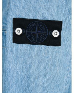 Stone Island Logo-Patch Denim Jacket - Blue