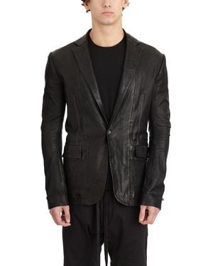Isaac Sellam 1 Button Leather Blazer - Black
