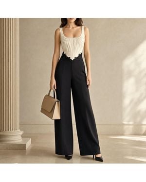 Lord & Taylor Heritage Lord & Taylor Heritage Jumpsuit, Two-Tone Lace Trim - Blue