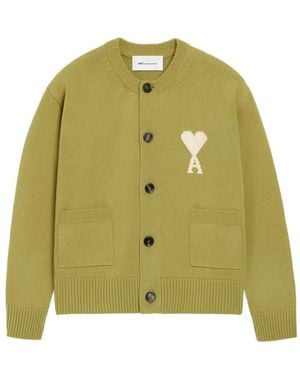 Ami Paris Crewneck Cardigan - Green