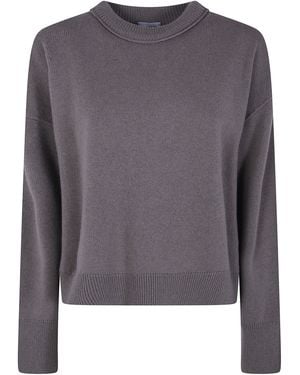 Mrz Cropped Oversized Round Neck Sweater - Gray