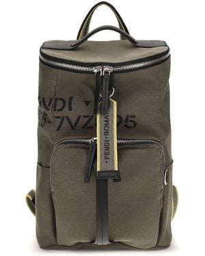 Fendi Tourist Canvas Backpack Verde Militare+Nero - Green