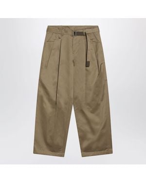 Sacai Cotton Twill Pants With Belt - Green