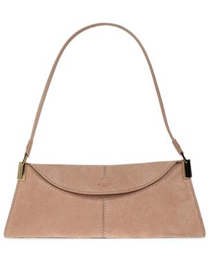 Balmain "64-83" Small Suede Leather Handbag - Natural