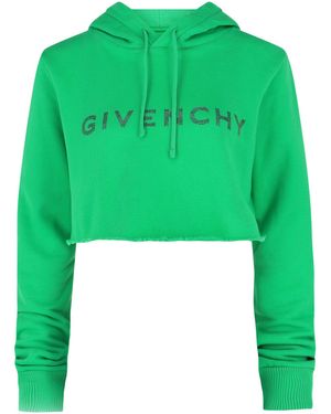 Givenchy Cropped Cotton Hoodie - Green