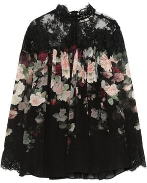 Zimmermann Hypnotic Lace Yoke Blouse Viscose Shirt - Black