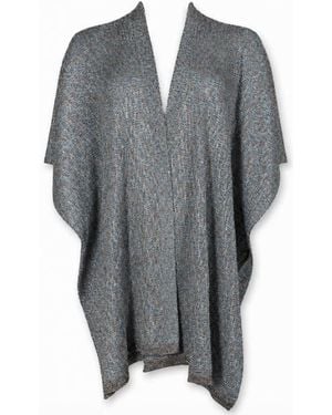 D.exterior Abstract Pattern Cape Sleeves Jacket - Gray