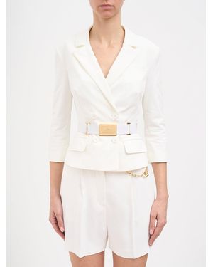 Elisabetta Franchi Technical Bioelastic Fabric Jacket - White