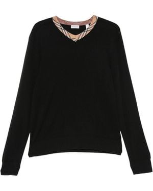Burberry Check Trim Sweater - Black