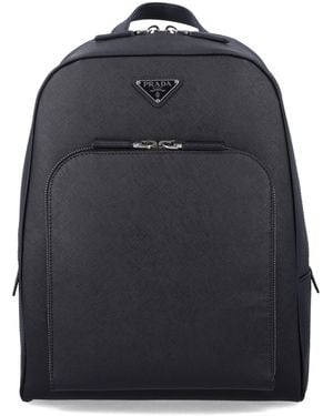 Prada Saffiano Leather Backpack - Blue
