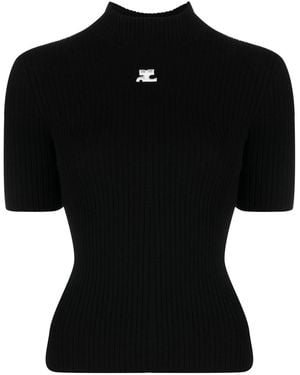 Courreges Reedition Knitted Tshirt - Black