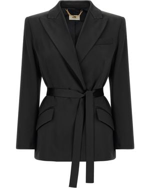 Elisabetta Franchi Stretch Satin Blazer - Black