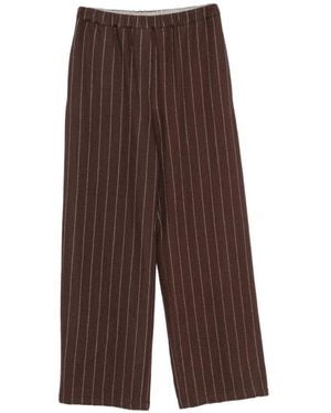 Alysi Wool Striped Wide-Leg Pants - Brown
