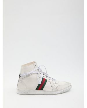 Gucci Leather Stretch Sneakers - White
